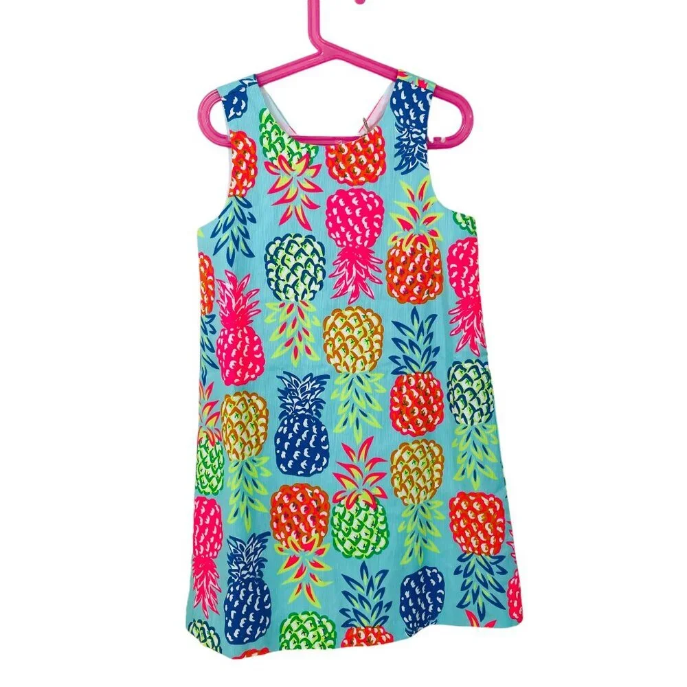 NWT Tommy Bahama Girls 8 Pineapple Shift Dress Bright Multi $55 Cotton Lined NEW